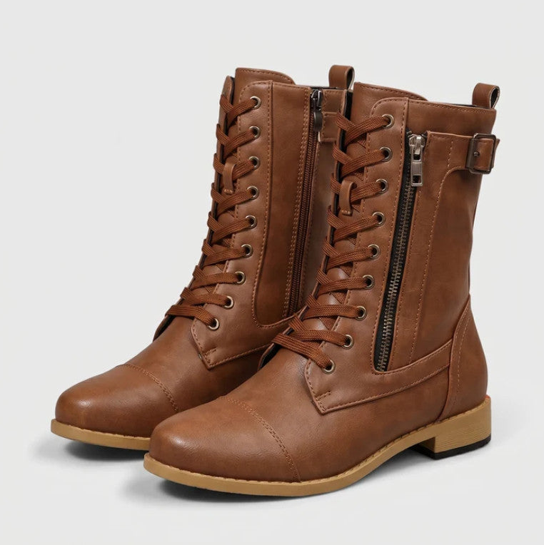 Ainsworth Lace-Up Boots in tan, three-quarter view