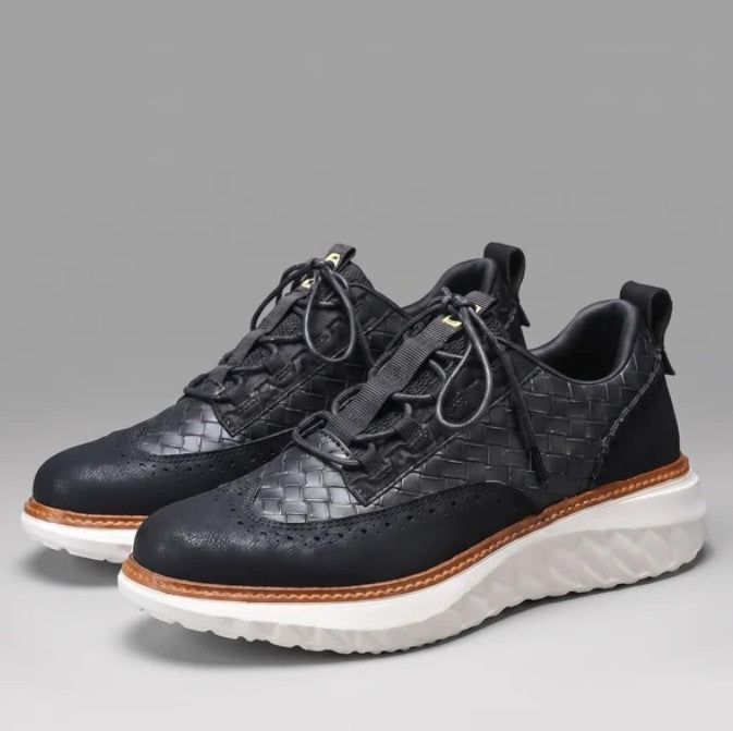Alden Sneaker in black, three-quarter view