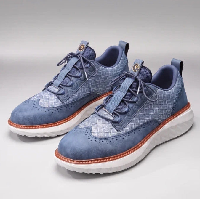 Alden Sneaker in blue, three-quarter view