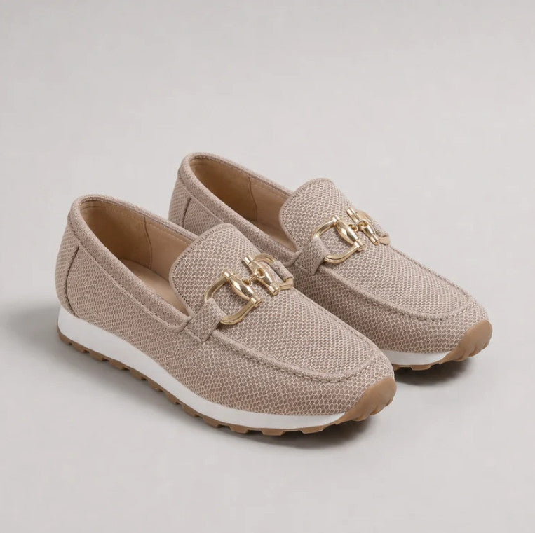 Annette Loafers in beige, three-quarter view