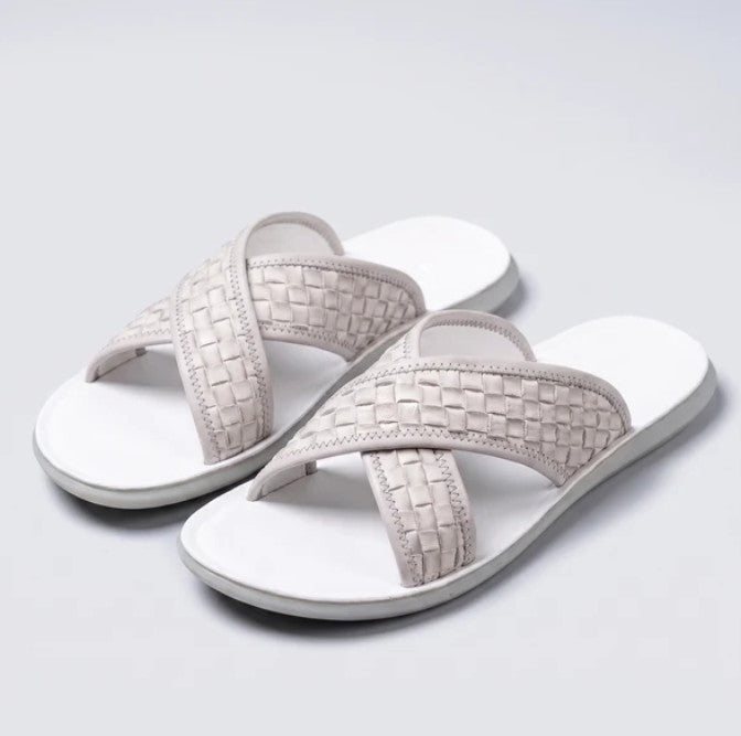 Briony Sandals in stone, three-quarter view