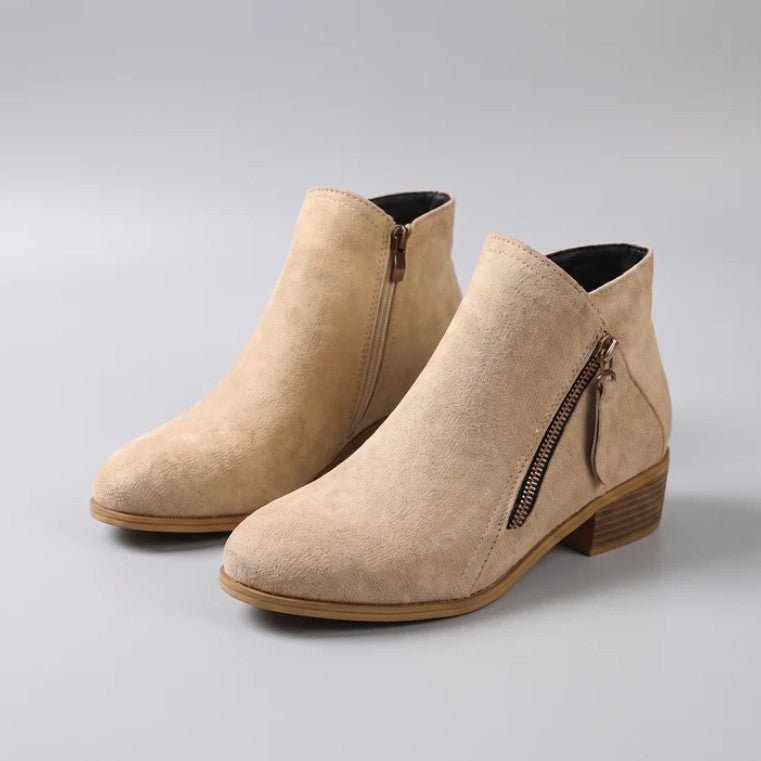 Calvera Ankle Boots in beige, three-quarter view