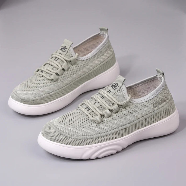 Evelyn Trainers in sage, three-quarter view