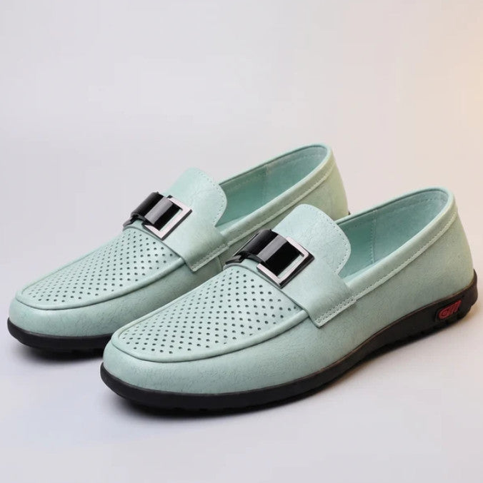 Midhurst Buckle Slip-Ons in mint perforated, three-quarter view