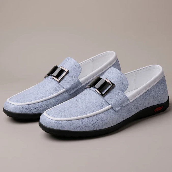 Midhurst Buckle Slip-Ons in sky blue, three-quarter view