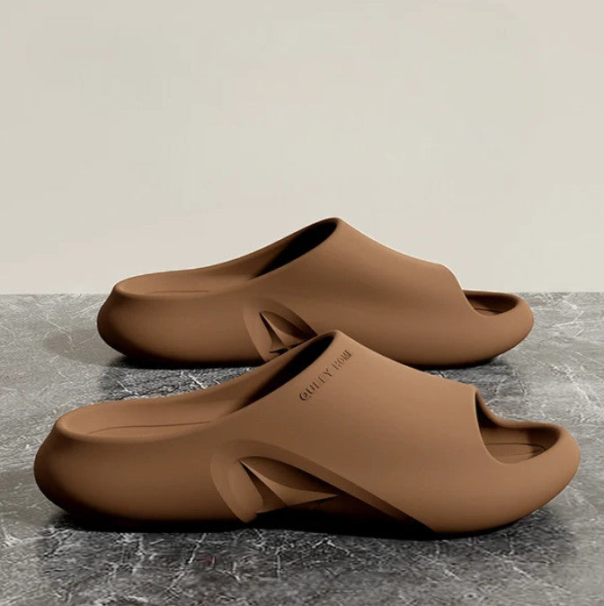 Niko Foam Slides in caramel, side view