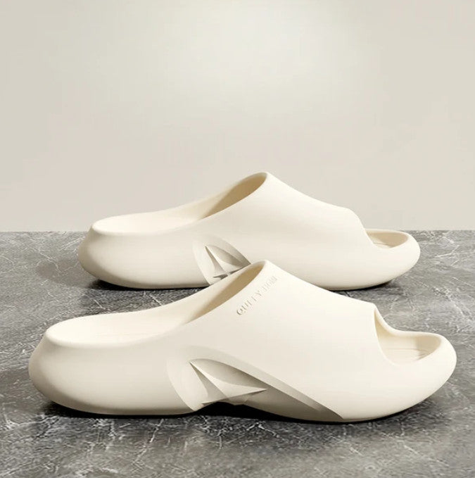 Niko Foam Slides in cream, side view