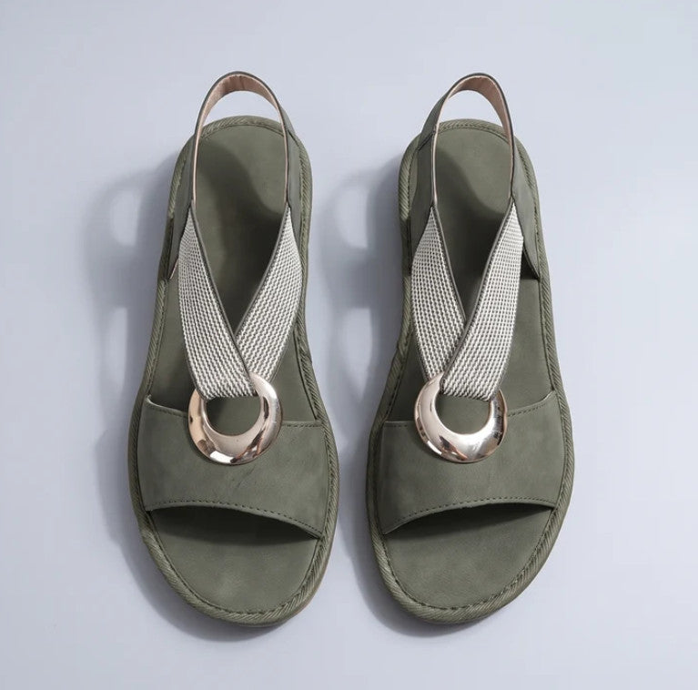 Rosmere Sandals in olive, top view