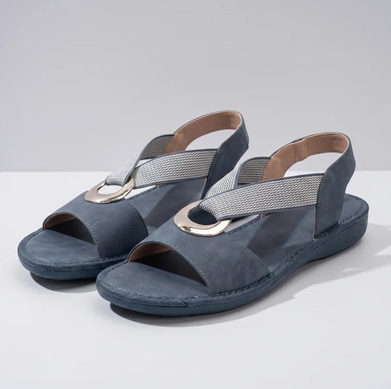Rosmere Sandals in slate blue, three-quarter view